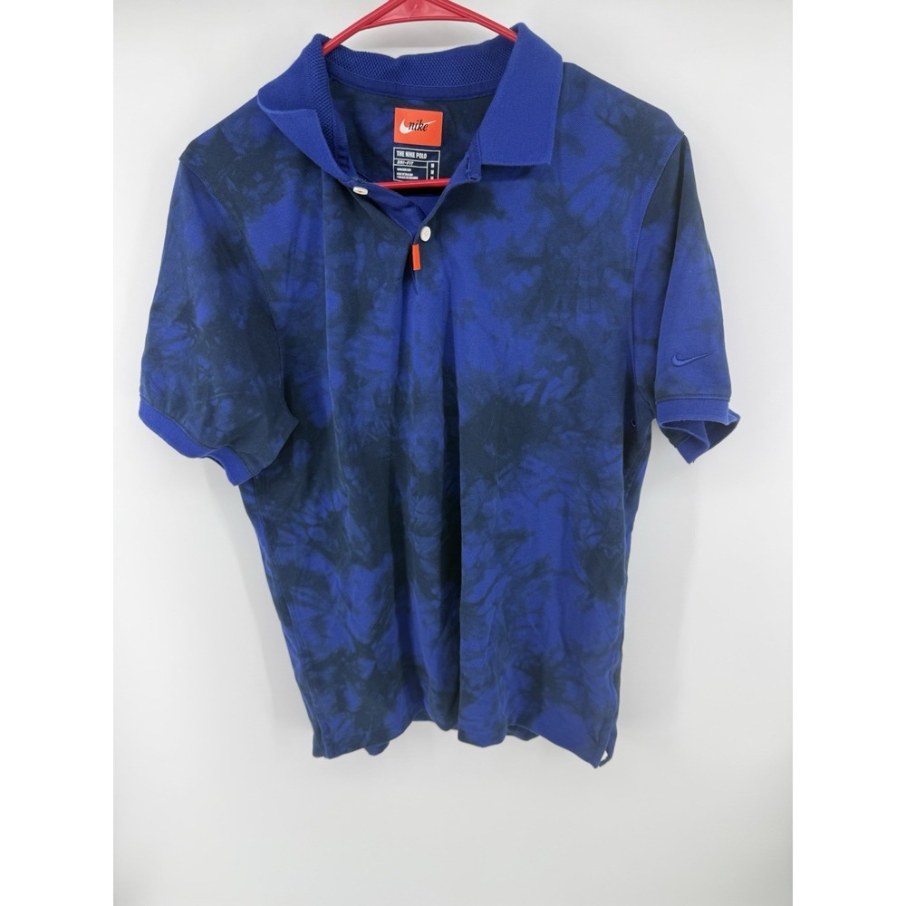 Nike The Nike Polo Dri-FIT Men's Medium Blue Black Tie Dye Short Sleeve Shirt